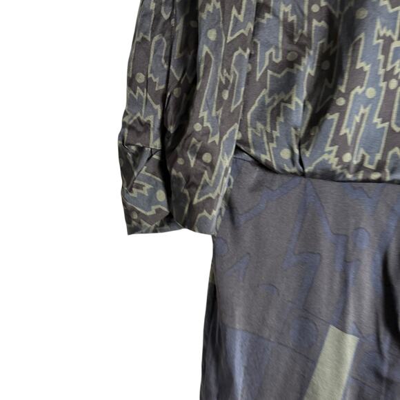 Etro Italian Silk Geometric Print 3/4 Sleeve Sheath Dress Size 8 - Picture 3 of 16